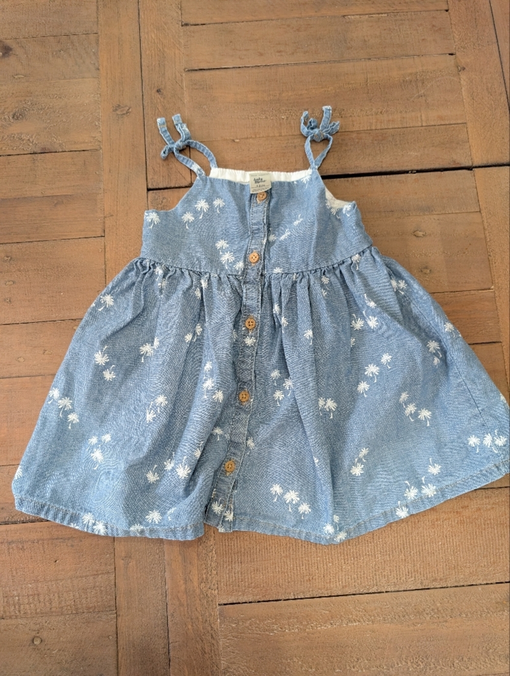 Baby B'gosh Blue Floral Button-Front Denim Sundress